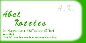 abel koteles business card
